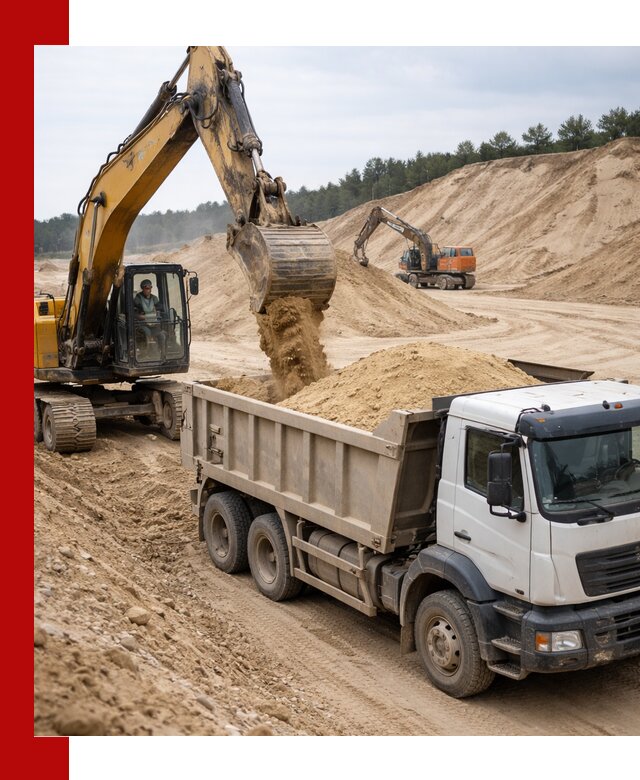 Доставка карьерного песка с самосвалами и разгрузкой в Верхней Пышме
