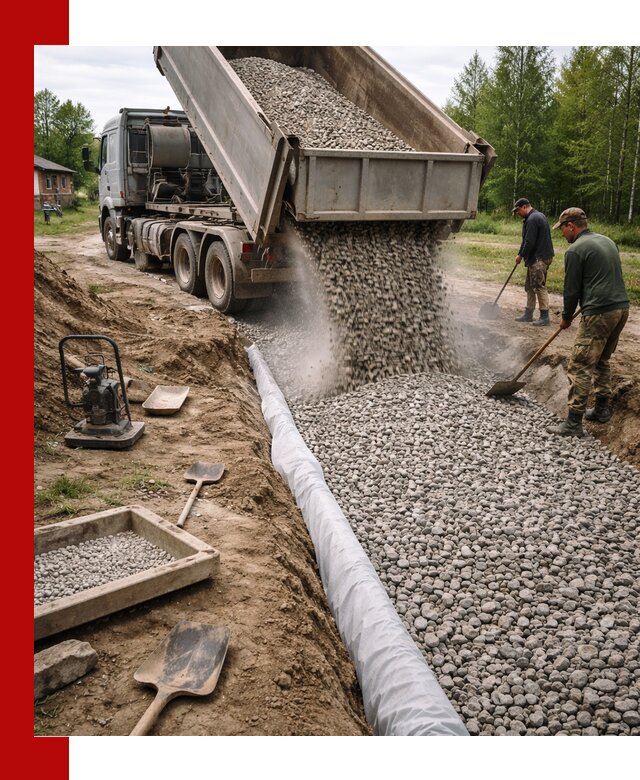 Гравий для дренажа с доставкой в Верхней Пышме качественный и недорогой