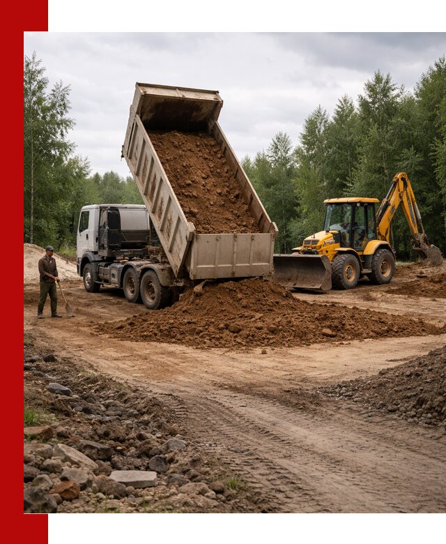 Доставка суглинка самосвалами в Верхней Пышме подсыпка и планировка