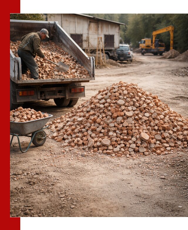 Доставка и подушка из боя кирпича с разгрузкой в Верхней Пышме