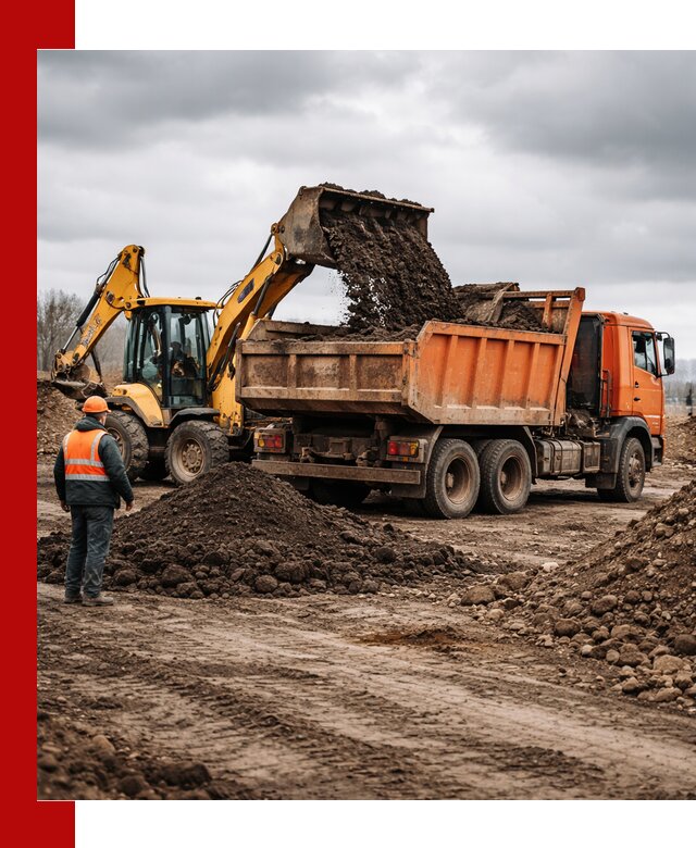 Вывоз грунта и строительного мусора в Верхней Пышме грузовыми самосвалами