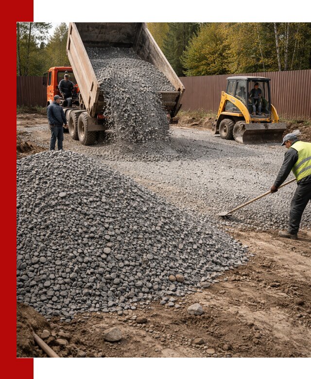 Отсыпка участка щебнем с доставкой и уплотнением в Верхней Пышме